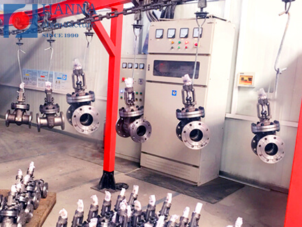 What are the precautions for valves in electrostatic spraying?